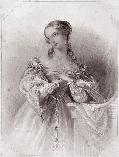 Juliette (Romeo and Juliet - Romeo and Juliet) in - "Galerie des femmes de Shakespeare, collection of for 45 serious portraits by first artists of London, enriched with critical and literary notices" around 1838 - from "Gallery of the women o. 作： English School