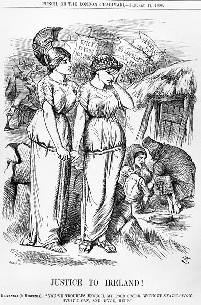 1880年1月17日、パンチからジョセフスウェインによって刻まれた正義のアイルランド！ 作： English School