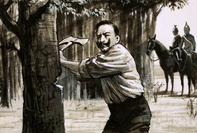 木を切り倒すカイザーヴィルヘルムII 作： English School