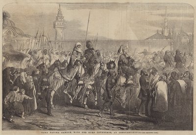 コンスタンティノープルでのカーラ・ファティマ・ハヌーンと彼女のクルドの騎兵隊（彫刻作品 作： English School
