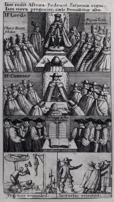 チャールズ2世（1630-85）、国会議事堂、1660年 作： English School