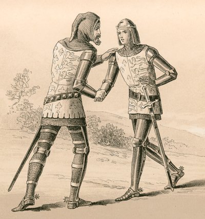 クレシーの戦いの後、エドワード3世が息子の黒王子に挨拶 作： English School