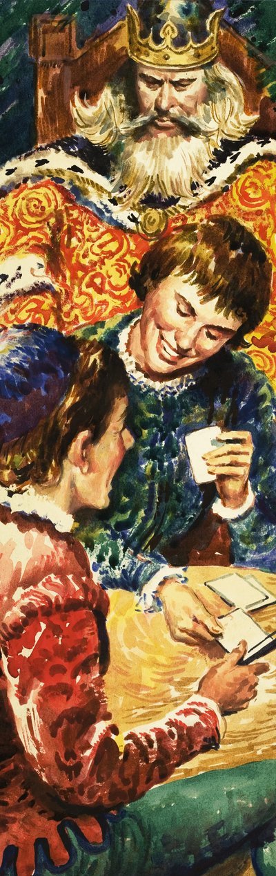 エドワード1世は彼の息子エドワードと彼の仲間のピアズゲイブストンを見守ります 作： English School