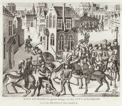 ロンドン市のグレートデンジャーにいるリチャード王と反乱軍 作： English School