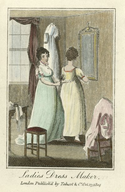 レディースドレスメーカー、パブ。1804年（手彩色彫刻）。 作： English School