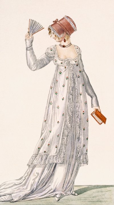 レディースイブニングドレス、アッカーマンズリポジトリ美術館のファッションプレート、パブ。 1814 作： English School