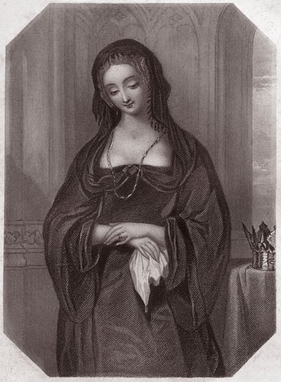 レディ・グレイ（ヘンリー6世）（ヘンリー6世）（エリザベス・ウッドヴィル）の場合 - 「Galerie des femmes de Shakespeare, collection of for 45 serious portraits by early London artists, enriched with critical and literary notices」1838年頃 - 「Gallery of women of Shakespeare」より 作： English School