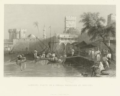 ロードス島の小さな港の着陸場所、1837年 作： English School