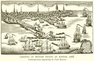 ボストンへのイギリス軍の着陸、1768 作： English School