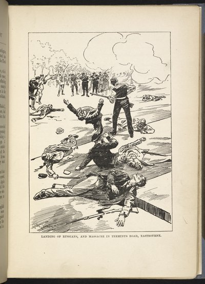 イーストボーン、ターミナス・ロードにおけるロシア軍の上陸と大虐殺」（ウィリアム・ル・キュー著『1897年のイギリスにおける大戦争』より 作： English School