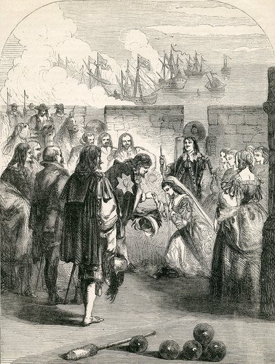 ヘンリエッタ王女の着陸、ジョンカッセルズイングランドの歴史を描いたイラスト、1857年 作： English School