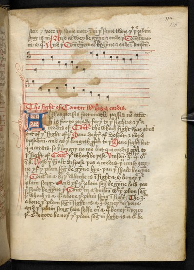 Lansdowne 763, f.115r, 15 世紀に羊皮紙でかなり書かれたボリュームで、さまざまな著者による音楽に関する古代の非常に興味深い論文が含まれています。 作： English School