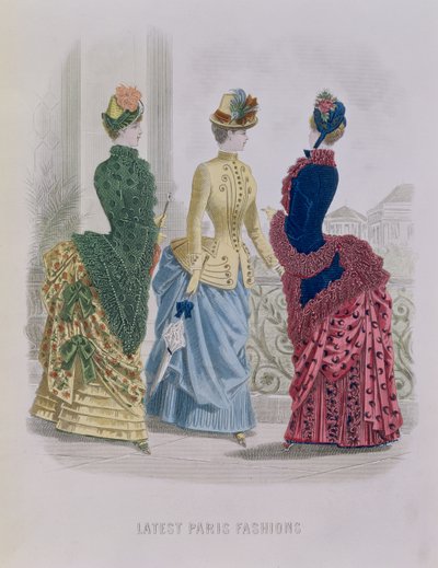 最新のパリのファッション、1885年5月の女王からのファッションプレートの3日間のドレス 作： English School