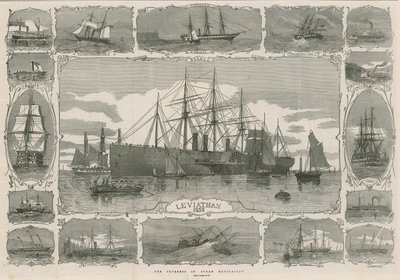 リバイアサン1858;スチームナビゲーションの進行状況を示す画像のモンタージュ 作： English School