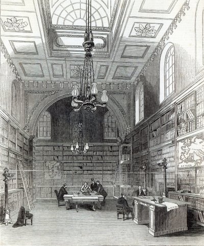 1845年3月22日の「イラストレイテッドロンドンニュース」からの貴族院図書館 作： English School