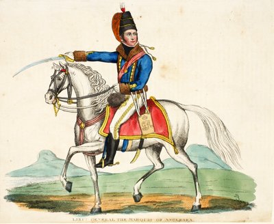 Lieut General The Marquis of Anglesea、パブ。 1816年、ウィリアムマッドフォード作「ワーテルローの戦いの歴史的記述」からの挿絵 作： English School