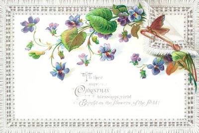 ライラックフィールドの花と蝶、クリスマスカード 作： English School