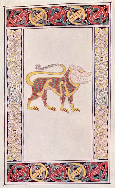 セントマークのライオン、 『The Church of the England：A History for the People』（1910年刊）の本からの、Durrowの本のイルミネーションの複製 作： English School