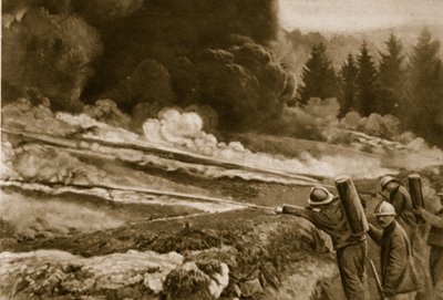 1914〜19年にドイツ軍が最初に採用した連合国が成功裏に採用した液体火災 作： English School