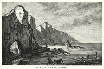 ノルマンディー海岸のロブスター漁（版画 作： English School