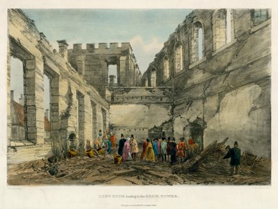 ブリックタワー、ロンドンタワーの火、1841年につながる長い部屋 作： English School