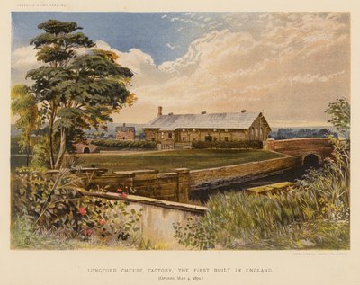 イングランドで最初に建設されたロングフォード・チーズ工場、1870年5月4日オープン（カラーリトグラフ） 作： English School