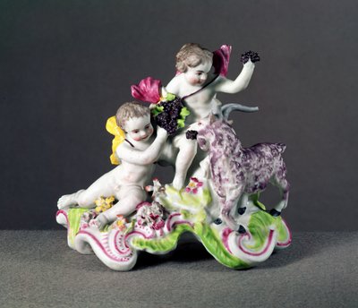 ロングトンホールグループ、山羊の2つのパティ、1755年頃（磁器） 作： English School
