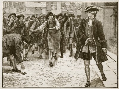 ビュート卿とロンドン市民、1763年、キャッセルズイラストレイテッドイングランドオブイングランドのイラスト（セピア写真） 作： English School