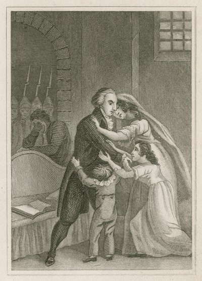 フランスのルイ16世が家族を辞任、1793年 作： English School