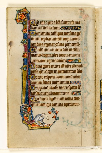 MS 1-2005、Fol。 47v：Macclesfield Psalter、イーストアングリアの使用、1330年頃のグロテスクな周辺装飾 作： English School