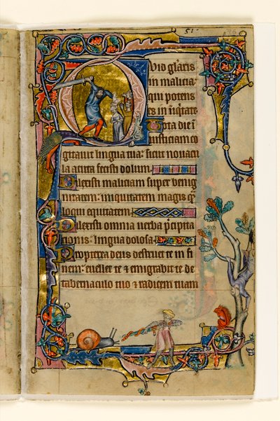 MS 1-2005、Fol。 76r：DoegがNobの司祭を殺害、Macclesfield Psalterから歴史的な頭文字をとった、Sarumの使用、イーストアングリア、c.1330 作： English School