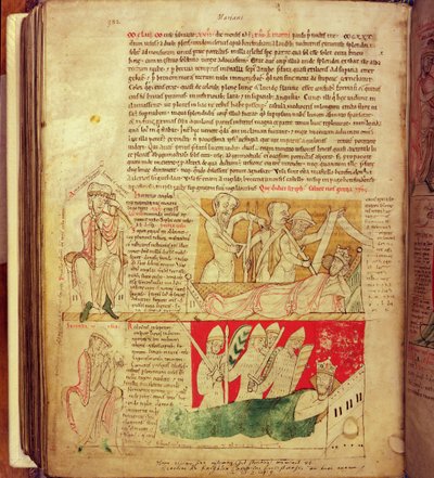 MS CCC 157 p.382 1130 年にノルマンディーでヘンリー 1 世が夢見たビジョン、ウースター クロニクル、c.1130-40 (ベラム) 作： English School