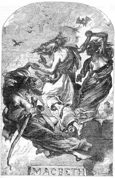 マクベス - 1866年「Completes de William Shakespeare」の挿絵 - この版の挿絵と全体の形は、ロンドンで出版されたCassell
