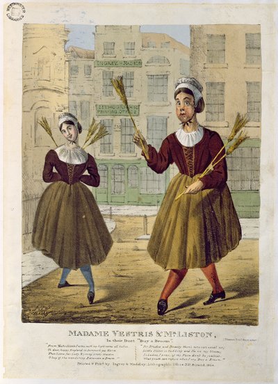 マダムヴェストリスとリストン氏のデュエットほうきを買う、パブ。 Ingrey＆Madeley、1826年 作： English School