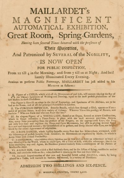 Maillardets壮大な自動展、Great Room、Spring Gardens、ロンドン 作： English School