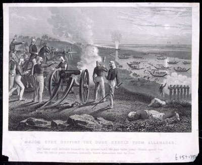 アラハバードからのアウデ反乱軍を率いるエア少佐、ロンドン印刷出版社限定、1857年発行 作： English School