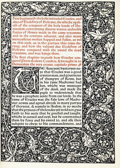 歴史的なイニシャル「G」と全ページ境界線のある原稿、1893年 作： English School