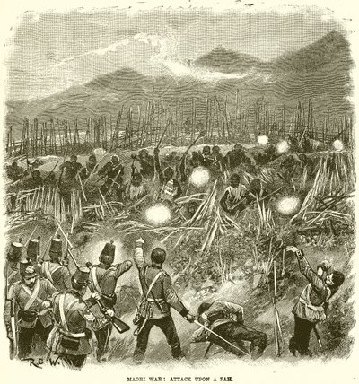 Maori War: Attack upon a Pah  作： English School