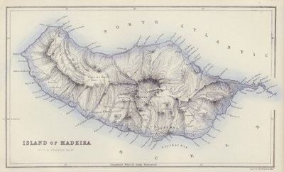 地図マデイラ島、G・H・スワンストン著、エジンバラ（カラーリトグラフ）。 作： English School