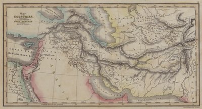 ノア、アブラハム、イスラエルの王たちの歴史に登場する国々の地図（彩色された彫刻版 作： English School
