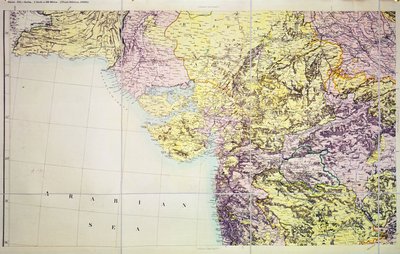 カッチアンドボンベイ大統領の地図、インド、1898年 作： English School