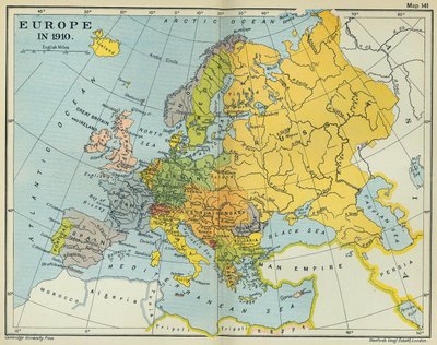 1910 年のヨーロッパの地図 (カラー リソ) 作： English School