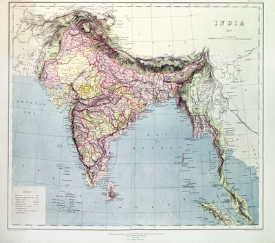 インドの地図、HR Thuillier大佐、RE、インドの測量官、1877年の指示の下で公開 作： English School
