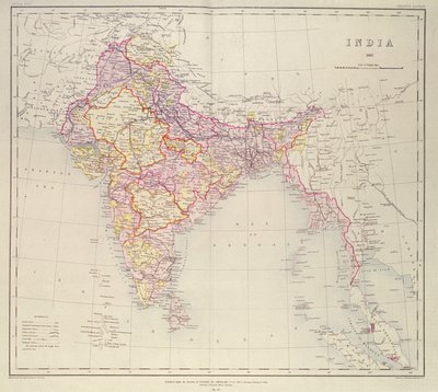インドの地図、HR Thuillier大佐、RE、インドの測量官、1882年の指示の下で公開 作： English School