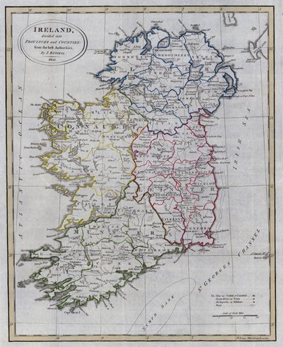 アイルランドの地図（彩色された彫刻 作： English School