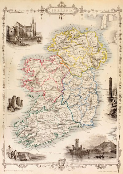 Thomas Wrightによる「The History of Ireland」（1854年発行）からのアイルランドの地図 作： English School