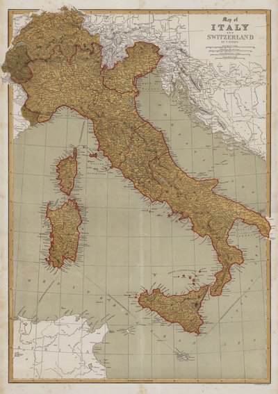 イタリアとスイスの地図 (カラー リソ) 作： English School
