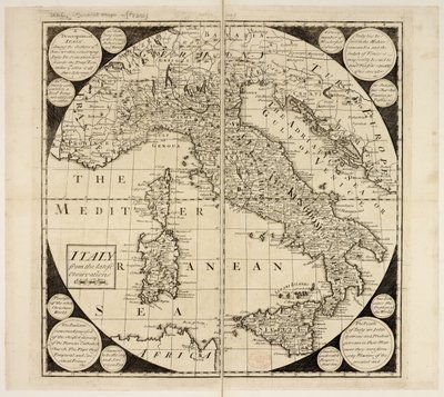 イタリアの地図、1730年頃（彫刻） 作： English School