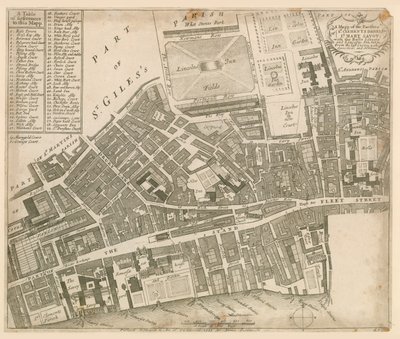 セントクレメンツデーンズとセントメアリーサボイの地図、ロンドン、ロールスリバティーとリンカーンズイン 作： English School