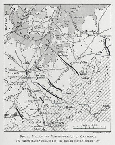 ケンブリッジの近隣地図（彫刻 作： English School
